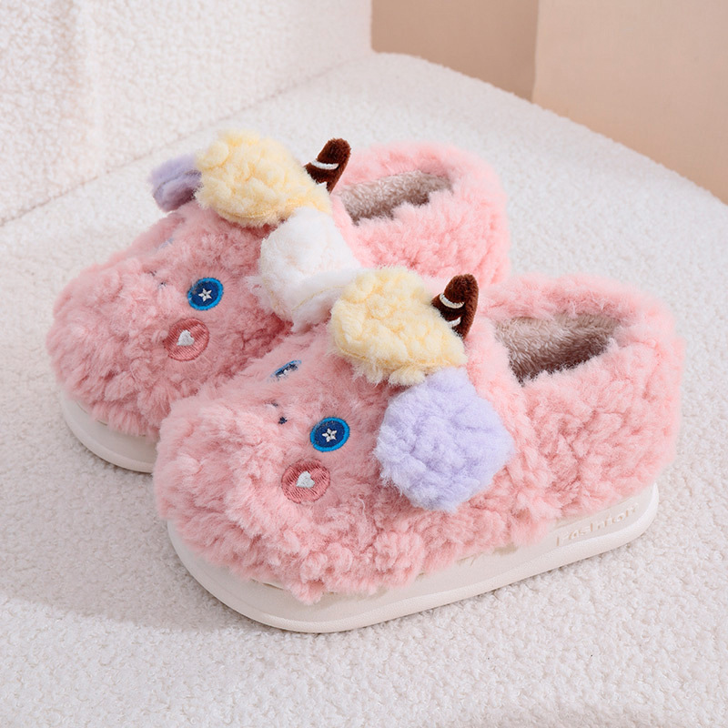 kids cotton winter kawai plush slippers1