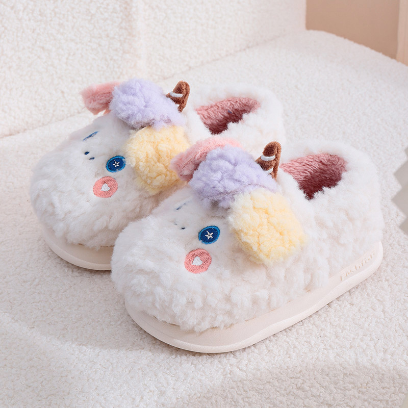 Warm New Children Cotton Winter Kawai Plush Slippers Soft Non-Slip Lightweight Comfortable Kids Shoes