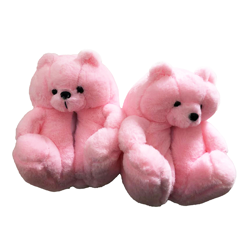 Women Plush Cute Animal Teddy Bear Slippers for Home Indoor